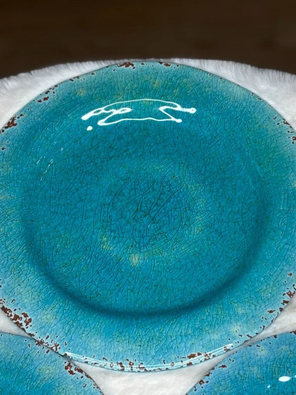 Pier 1 Imports Carmelo Blue Melamine Crackle Glaze Distressed Dinner Plates-NWT